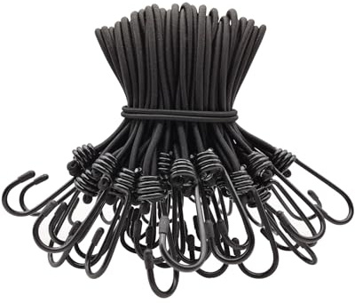 BINCKIN Elastici con gancio, 20 cm, 50 pezzi di espansione con gancio, tenditore in gomma con gancio, tenditore per teloni con gancio corto, elastici con ganci per copertura piscina, teloni, reti