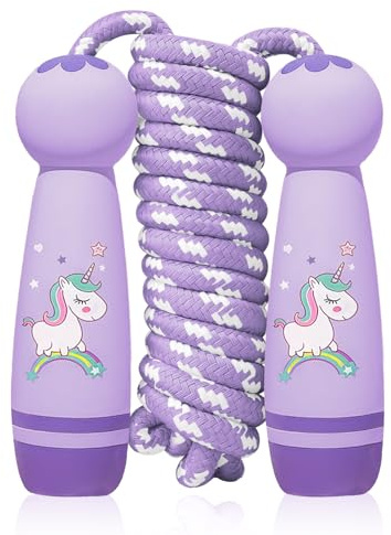 Flintronic 2.6M Cuerda Saltar, Cuerdas de Saltar Ajustables, Cuerda Saltar con Mango Madera, Comba de Saltar para Niños y Niñas, para Fitness Actividad al Aire Libre, Navidad Regalo de Cumpleaños