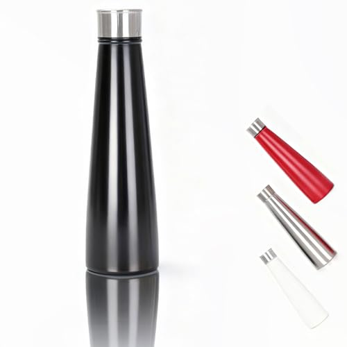 Senshuomy 16oz Stainless Steel Double Wall Metal Leak Proof Vacuum Flask,Insulated Water Bottles,Keep Hot & Cold Drinks,Drinking Thermal for Outdoor Sports Camping Cycling for Kids &adults (Black)