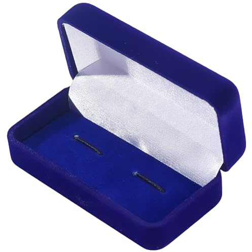 Beebeecraft Caja de Gemelos de Terciopelo con Diseño de Plantas Color Azul Medianoche. Caja Rectangular Clásica para Guardar Gemelos Exhibir Joyas Sujetacorbatas O Sujetacorbatas. Ideal Como Regalo
