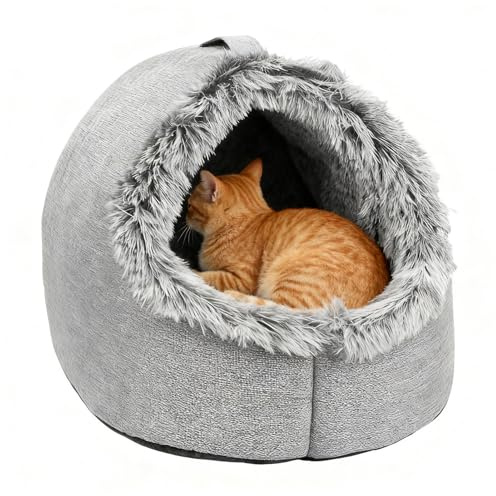 Ancsttu Caverne pour Chat,Nid Doux Et Apaisant pour Animaux - Lit Caverne pour, Maison d'hiver pour Chat,pour Chiot Petits Et Moyens Animaux Domestiques Intérieur Chambre Salon Balcon Hiver Sommeil