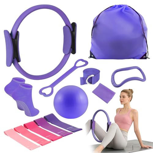 Aischens Juego de Anillo de Pilates-13 Piezas, Kit de Anillos de Pilates