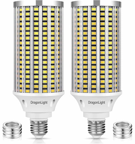 DragonLight 50W Lámpara LED de Maíz Super Brillante (Reemplaza 350W) - Bombilla Edison E27/E40-3000K Blanco Cálido 6.000 LM para Iluminación Comercial - Garaje Taller Oficina Jardín (Paquete de 2)
