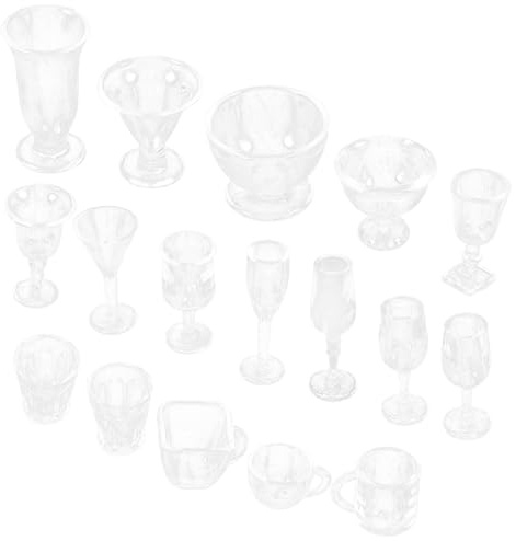 ORFOFE 12, 17 Piezas de Decoración Miniatura de Cocina, Accesorios Transparentes para Bricolaje, Mini Tazas y Platos Coleccionistas