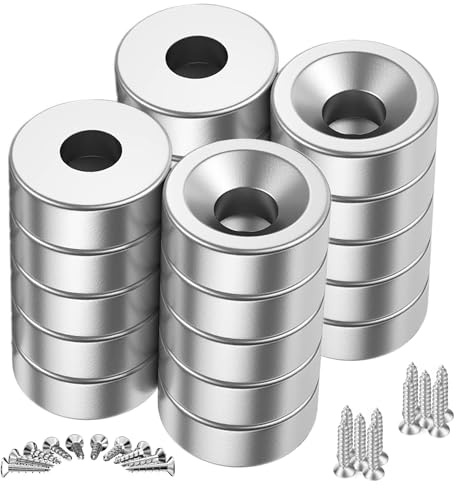 20 Pack Neodymmagneter Extra Starka, 15 X 3 mm Multifunktionellt FöRsäNkt Huvud, Rund Magne, Krukmagnet Med Skruvar FöR Magnettavla, KylskåP, MagnetbräDa, KöK, Kontor