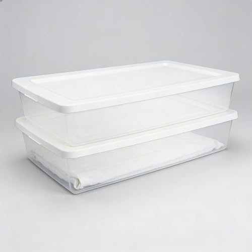 (2 Pack) 41 Quart Clear Plastic Storage Bins with Snap-On Lids, BPA-Free Stackable Organizers for Closet, Under Bed & Garage, Space-Saving Home Storage Containers, Family Essential