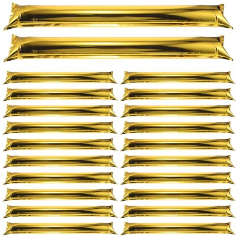 MOTHNUR Aufblasbare Anfeuerungsstäbe 60cm aus Aluminiumfolie 32 Stück Leichte Lärmmacher für Sportfans Sichere Team Cheerleading Stöcke für Fußball Konzert