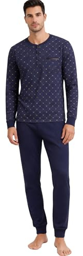 Intimitaly Vanuè - Pigiama Uomo Cotone Lungo 100%, Maglia Maniche Lunghe e Pantalone, Leggero e Traspirante, Primavera Estate (IT, Testo, XL, Regular, Regular, Vs1226 VAR-2)