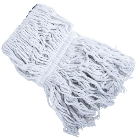 RUNROTOO Testa di Mop in Cotone Bianco Rimovibile e Lavabile per Pulizia Pavimenti, Accessorio Professionale per Uso Industriale e Commerciale