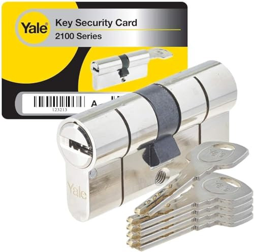 Yale YC2100 DB 40X40 YC2100-Cilindro de Cerradura Desmontable (40 x 40 mm, 10 pasadores, Exterior, Interior, Puerta de Entrada, 5 Llaves Reversibles, niquelado, níquel, 40 x 40