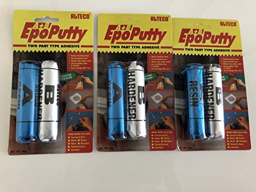 Storage Pack Midi 3 Pieces - Alteco EPO Putty Repair Putty - Kneading Clay Made of Two Components Epoxy Adhesive 3 x 100 g
