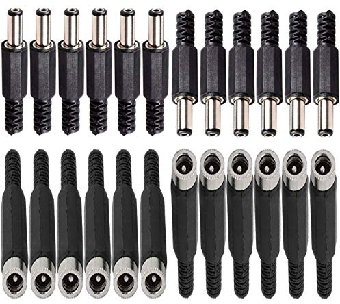 RUNCCI-YUN 12Pcs 5,5 mm x 2,1 mm/ 5,5 mm x 2,5 mm Connettori Alimentazione, Connettori Da Pannello, for CCTV Home Security Surveillance Camera Transmission Systems