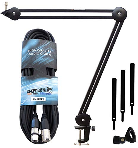 Keepdrum MS138 mikrofonarm stativ ledarm-stativ + mikrofonkabel XLR 6 m