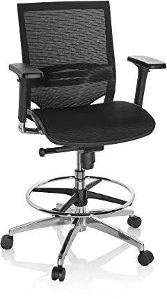 hjh OFFICE 657618 Arbeitsstuhl TOP Work 78 Netzstoff Schwarz Counterstuhl ergonomisch, Armlehnen & Sitztiefe verstellbar