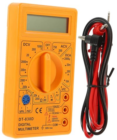 VILLCASE Multimetro Digitale Dt-830D con Cicalino Tensione Duscita Ad Onda Quadra Ampere Ohm Tester Sonda Diodo E Test Transistor Dc Protezione da Sovraccarico Lcd