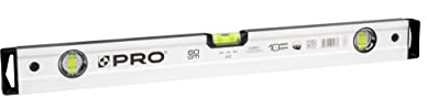 PRO800 Livella a Bolla 60cm fresata su entrambi i lati con Profilo Ergonomico - ERS+ (Easy Reading System) Livella bolla e precisa con tappi di chiusura antiurto - Colore Bianco