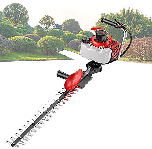 Tijeras Cortasetos a Gasolina 2 Tiempos Desbrozadora para Podar Flores, Árboles, Césped, Arbustos, Asa Auxiliar + Bisel de Seguridad, 5.8KW de Alta Potencia