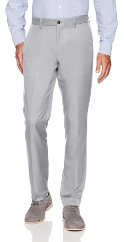 Amazon Essentials Pantalón de Vestir Ajustado para Hombre, Color Gris Claro, 32W x 30L