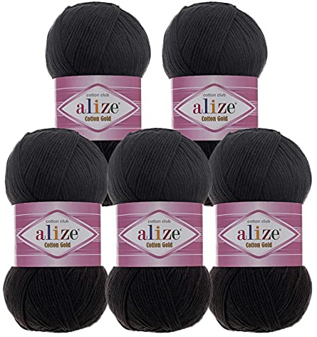 5 x 100g Strickgarn Alize Cotton Gold Uni Klassikgarn Häkelgarn Strick-Wolle Farbwahl
