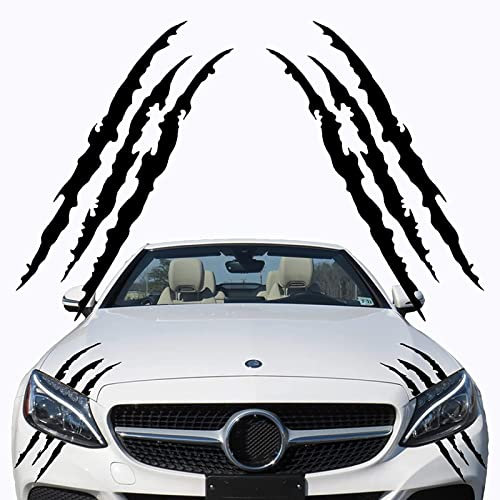Monster Klaue Aufkleber, 2 Stück Augenbrauen Scheinwerfer Aufkleber Auto Wasserfeste Vinyl Decals Autoaufkleber Dekoration Monster Klaue AutoAufkleber Aesthetic Sticker (Schwarz)