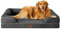 EHEYCIGA Orthopädisches Hundebett Grosse Hunde, 112x81x15cm, Memory Foam Hundekorb XL, Waschbar Hundesofa Wasserdicht rutschfest, Hundecouch mit Hohem Rand, Dunkelgrau