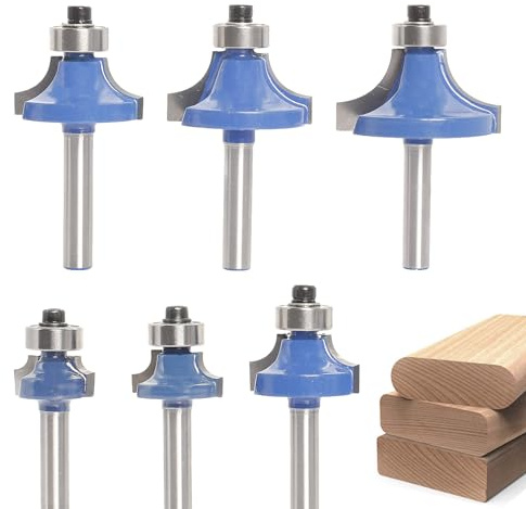Akylin 6Pcs Round Over Router Bit Set 1/4 Shank