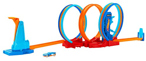 Hot Wheels Ultra Hots Triple Loop Track Playset with 3 Loops and 1 1:64 Scale Car Included, Connects to Other Hot Wheels Sets and Foldable for Storage, Kids Age 4+, HPX93