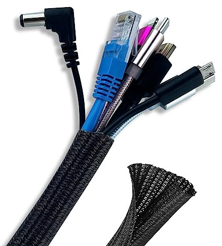 Nutabevr 3m de Cache Câble,Cache Fil Electrique 3 Mètre,Φ13-16mm Souple à Fermeture Automatique Range Gaine Câble, Rangement de câble pour Ordinateur, Automobile TV,Ordinateur,PC,USB,Audio(Noir)