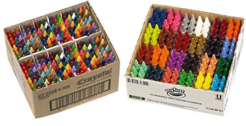 CRAYOLA Crayons Classpack - Assorted Colours (Pack of 288) | Perfect for School Classrooms & MyFirst Crayons - Assorted Colours (Pack of 144) | Perfect for School Classrooms