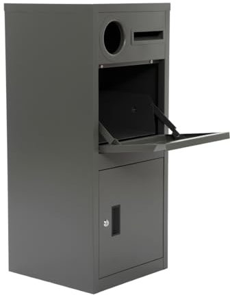 CStern Buzón con compartimento para paquetes, caja de paquetes con cerradura para exteriores, buzón grande de pie, caja de paquetes con compartimento para periódicos, buzón de metal, buzón inoxidable,