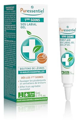 Puressentiel - SOS Labiale - Gel Riparatore - Aiuta a lenire i pizzicori e le sensazioni di bruciore alle labbra - Effetto fresco immediato - Con 10 oli essenziali - Tolleranza cutanea ottimale - 5 ml