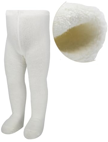 bistyle Collant in spugna per bambine morbidi | Leggings termici in cotone biologico per bambini, collant caldi con suola antiscivolo per neonati | Collant caldi per bambine, natur, 12-24 Monate