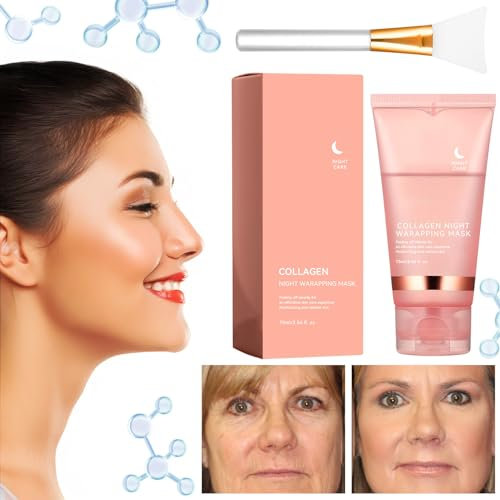 Collagen Night Wrapping Mask, Kollagen Maske für das Gesicht, Bio Collagen Face Mask, Peel-Off Maske für strahlende Haut, Tiefenwirksame Gesichtsmaske, Koreanische Hautpflege, 1 Stück.