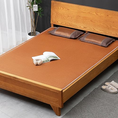 Estera de Cama de Bambú, Estera Plegable De Doble Cara, Suave, Transpirable, Absorbe el Sudor, colchoneta de bambú para Verano, Ropa de Cama Fresca para el hogar, Escuela, Dormitorio(90cm*190cm)