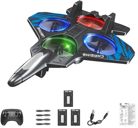 Colcolo Foam Remote Control Airplane Fighter Jet Toys Gifts for Boys Lightweight 360° Flip Waterproof RC Plane for Kids Adults 8-16, blue three battery