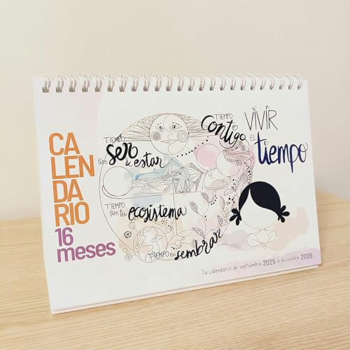 MUXOTE – Calendario Escritorio 16 Meses (Septiembre 2025 a Diciembre 2026) - Mesa y Sobremesa - Motivacional en Español - 【+2 BONUS Extra】- Espacio para Anotar - ¡QUE REGALO! (1X Calendario 16Meses)
