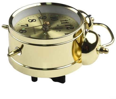 Lawnoval Sveglia meccanica vintage con campana a ferro di cavallo, orologio in metallo a carica manuale, 7 cm, sveglia retrò per collezione e decorazione da scrivania