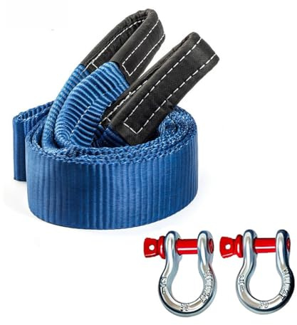 Strops Traino 4x4 5 Metri Corda Traino Auto Resistenza Alla Rottura 25 TON (25.000 Kg) Cinghia Con Cuciture Rinforzate Cavo Furgone(Black,3m/8t)