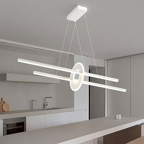 CMBSSTFC Lámpara Colgante Lineal de cm, 3000-6000 K, lámpara Colgante Creativa, LED Minimalista, decoración del hogar, luminaria de Aluminio, iluminación de suspensión Regulable para Restaurante,