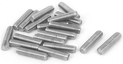 uxcell M6 x 25mm Fully Threaded 304 Stainless Steel Rod Bar Studs Silver Tone 20 Pcs