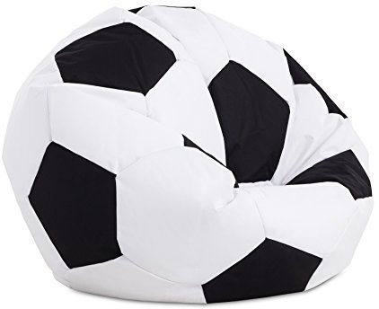 Textilhome – Puff Pelota de Fútbol 90 cm | Puf Gigante Infantil y Juvenil, Moldeable con Relleno Incluido, Tejido PVC Resistente, Doble Costura,Ideal para Dormitorio, Salón o Sala Gaming