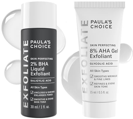 Paula's Choice SKIN PERFECTING 8% AHA Gel & 2% BHA Liquid Travel Duo, Facial Exfoliants for Blackheads, Large Pores, Wrinkles & Fine Lines, Face Exfoliators w/Glycolic & Salicylic Acid - Travel Size