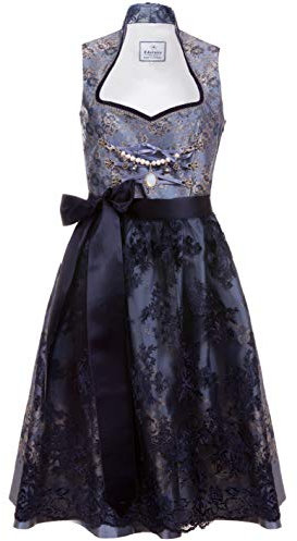 Edelnice Trachtenmode Exklusives Designer Stehkragen Midi Dirndl Adriana inkl. Spitzen Dirndlschürze und Charivari Gr. 32-54