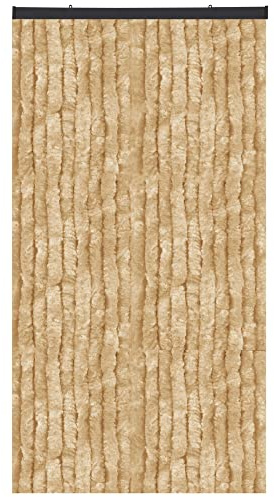 Arsvita Rideau en molleton 160 x 220 cm Beige Motif bandes insectes, protection contre les insectes et les regards indiscrets pour votre porte de balcon et de terrasse, plusieurs couleurs