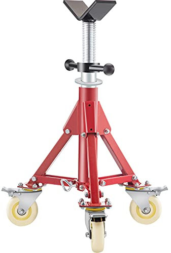 VEVOR Servante de Tubes à Tête en V sur Roulettes Servante Tuyauteur Charge 400 kg Servante Tuyaux Structure en Acier Ajustable 50,5-93,5 cm Pieds Repliables Supporter Tuyaux 0,3-30,5 cm Tuyauterie