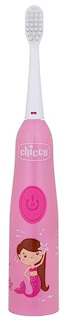 Chicco Cepillo de Dientes Eléctrico para Niños con Ligera Vibración, Cerdas Suaves, Agarre Ergonómico, Cabezal de Recambio y Capuchón, Cepillo de Dientes para Niños + 3 Años, Rosa