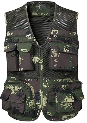 Sukany Men's Mesh Fishing Vest Utility Multi-Pocket Outdoor Work Shooting Safari Travel Photography Vest