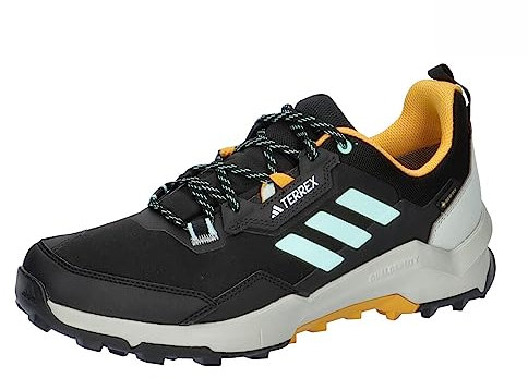 adidas Herren Terrex Ax4 GTX Shoes-Low (Non Football), Core Black/Semi Flash Aqua/Preloved Yellow, 43 1/3 EU