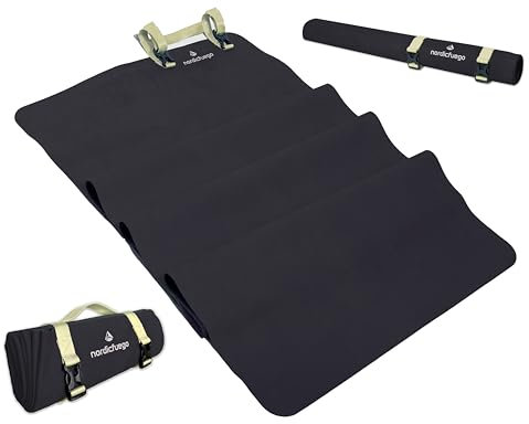 Yogamatte Rutschfest, Faltbar und Dünn mit Tragegurt aus Naturkautschuk | Leicht und Kompakt Travel Yoga Mat | Gymnastikmatte, Fitnessmatte | Yogamatte für Reisen, Fitness | nordicfuego Black Bean