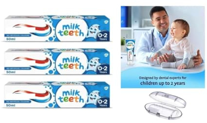 Sanitral Baby 0-2 Years Oral Care Set- Aqua Fresh Milk Teeth Babies Toothpaste 3x50ml + Sanitral Baby 0-2 Years Silicone Finger Toothbrush (Set of 4)